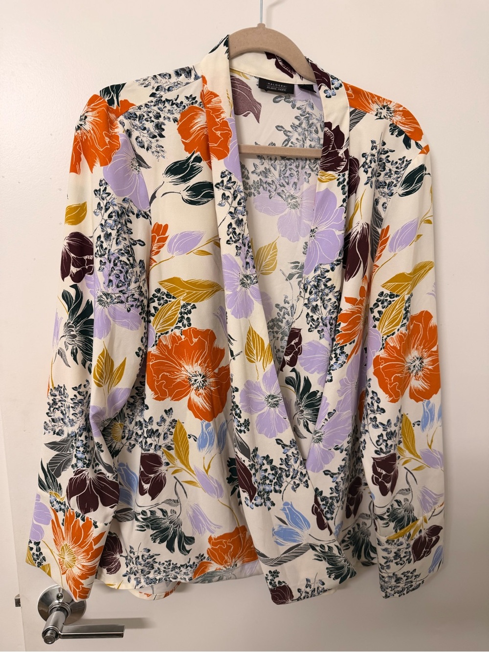 Halogen Floral Open-Front Blazer Jacket - Ivory, Orange & Lavender